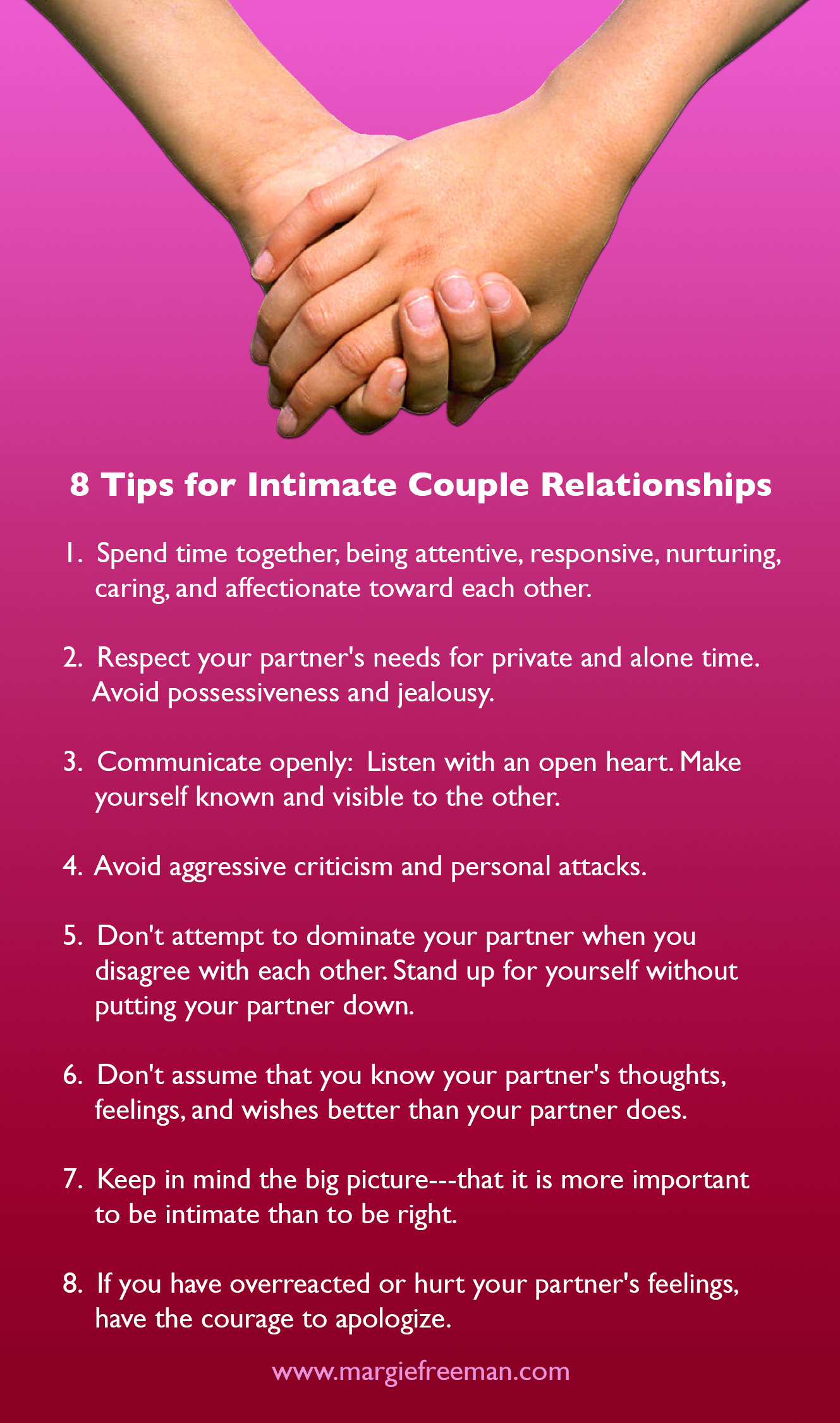 8 Tips For Intimate Couple Relationships Margie Freeman Lcsw